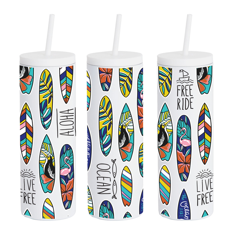 20 oz Slim Rubberized Tumbler With Spill Reduction Straw