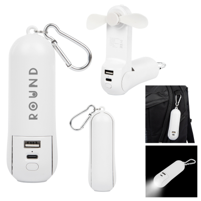 Rechargeable Power Bank w/ Fan & Flashlight