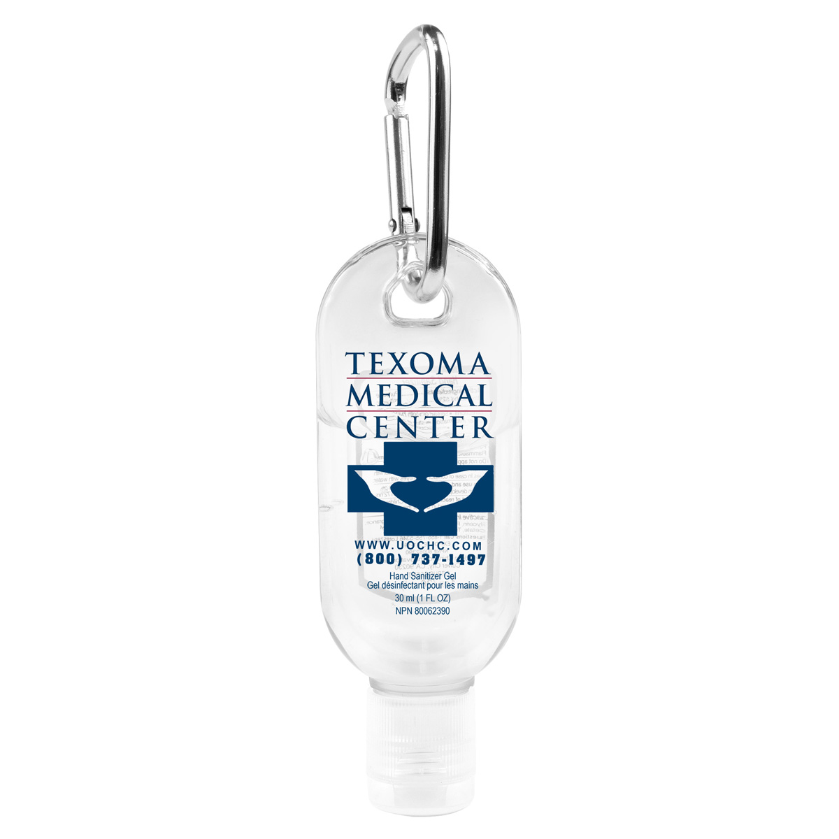 “SANGO” 1.0 oz Hand Sanitizer Antibacterial Gel in Flip-Top Bottle with Carabiner