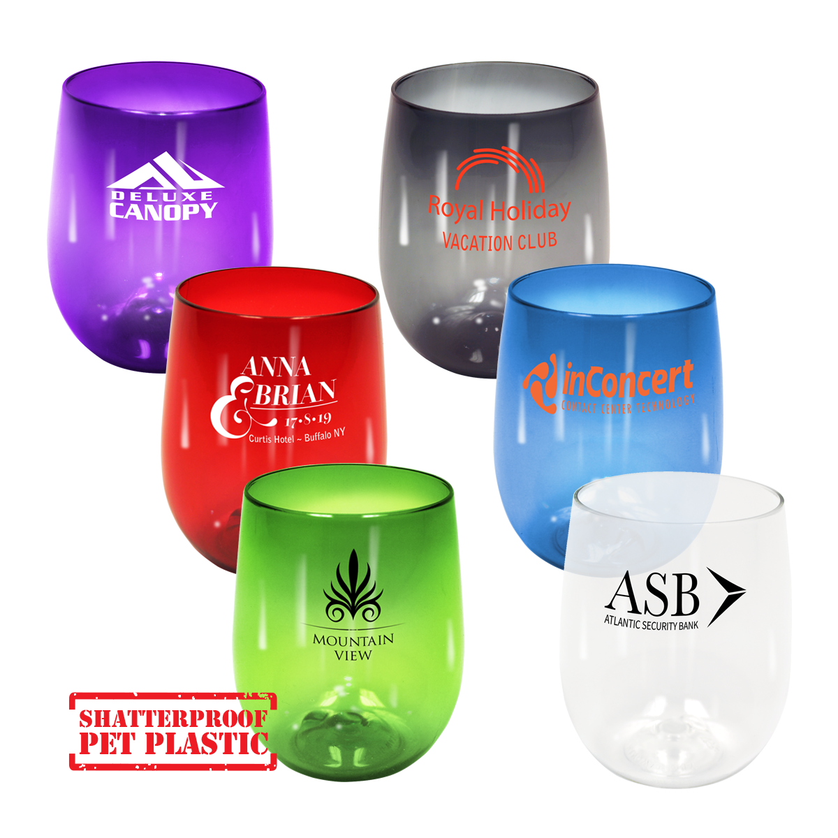 12 oz. PET Stemless Wine Glass